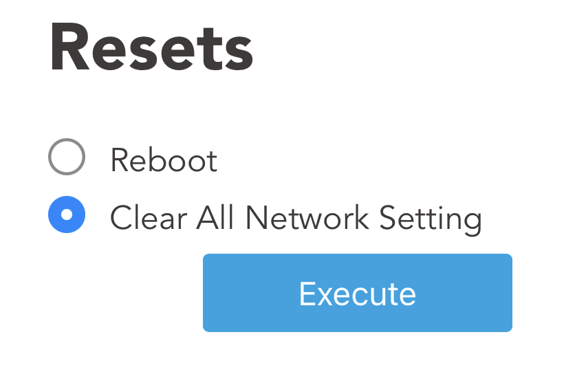 Execute Clear All Network Setting